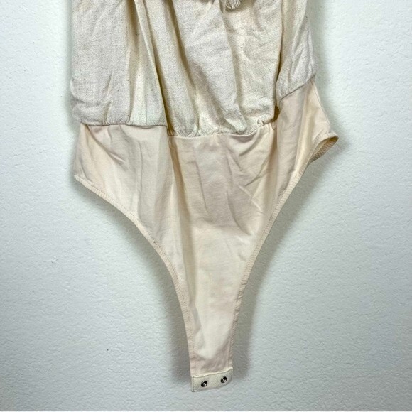 Promesa One Shoulder Ruffle Bodysuit- Snaps- Fringe Ends- Size Small - Picture 5 of 6